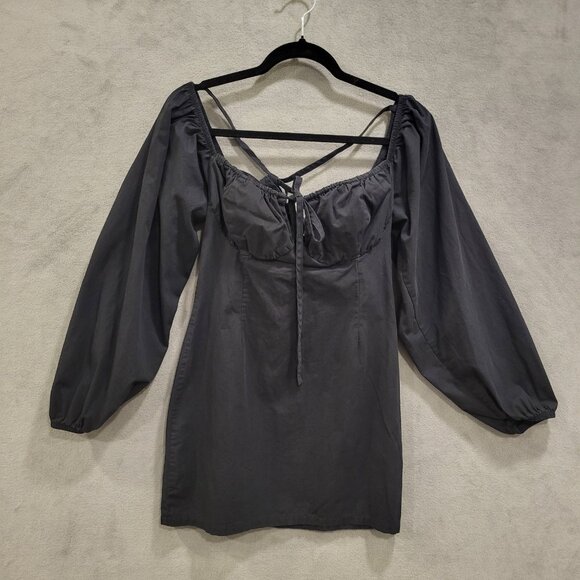 Milkmaid Mini Dress Women's Size 10 Peasant Boho Summer Feminine‎ Coquette Dark - Picture 1 of 8